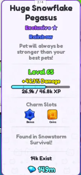 💗HUGE SNOWFLAKE PEGASUS | RAINBOW | AURA PET | SEE PICTURE💗