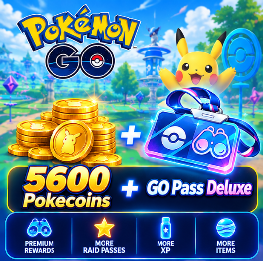 5600 Pokecoins + Go pass Deluxe Oct +10 Rank