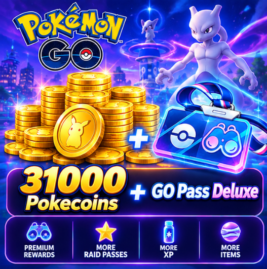 31000 Pokecoins + Go pass Deluxe Oct +10 Rank