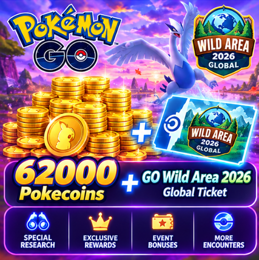 62000 Pokecoins + Wild Area 2026: Global Ultra Ticket Box