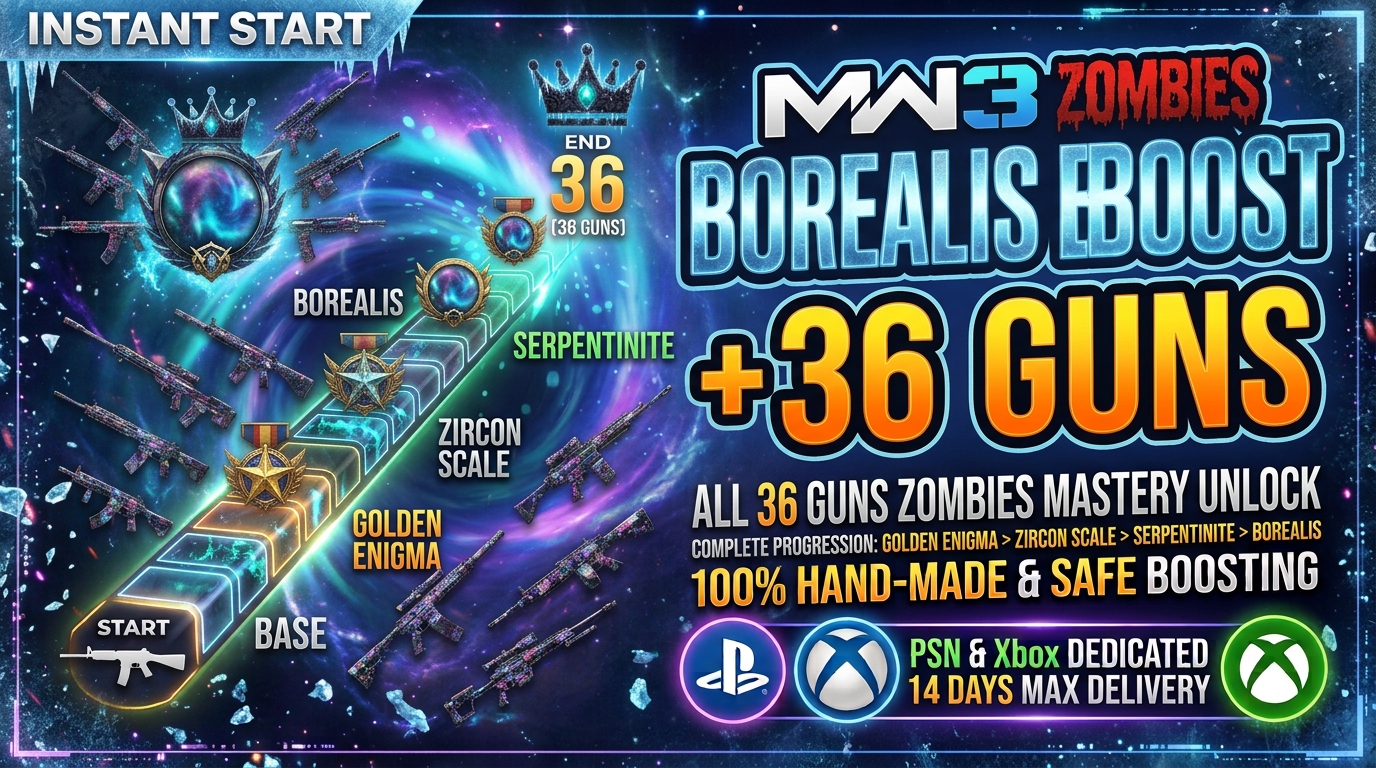 🧟MW3 - 36 Guns Borealis Zombie Mastery Camo | PSN & Xbox Dedicated | 14 Days