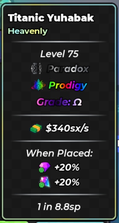 Anime Dice | Titanic Yuhabak | Heavenly | Pararox | Prodigy | Max Grade | 340sx/s | 1 in 8.8sp sp