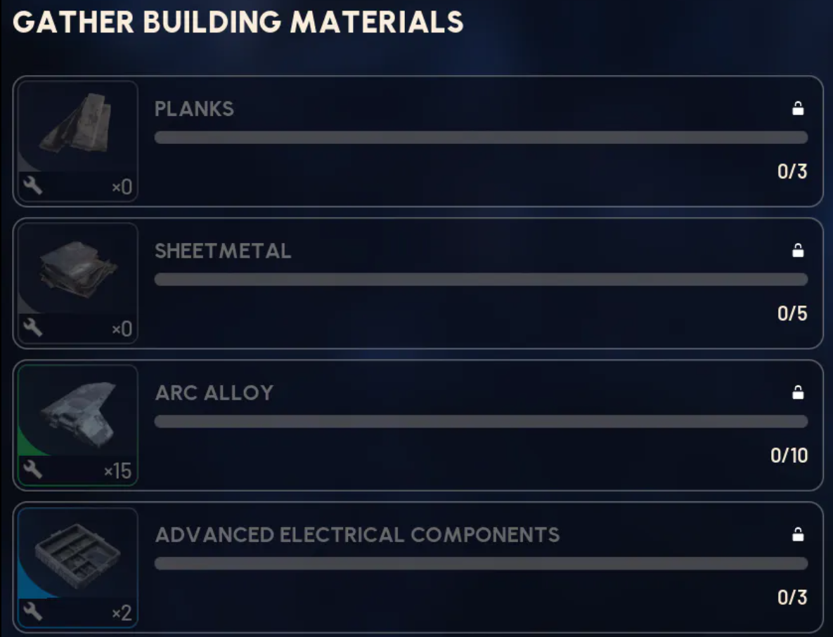 The Outpost Stage 2 All materials