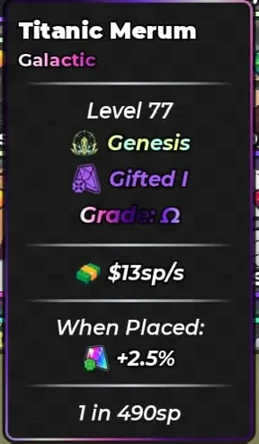 Anime Dice | Titanic Merum | Galactic | Genesis | Max Grade | 13sp/s | 1 in 490sp sp
