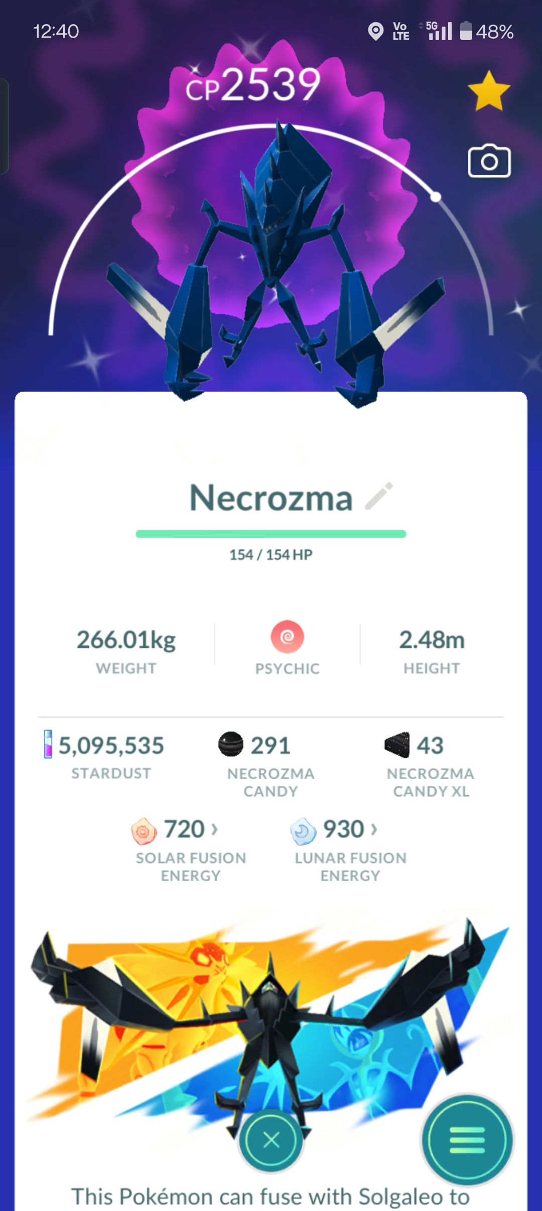 ✨🔥 Shiny Legendary Necrozma ⭐ Random CP 💜 | Pokémon GO | 1M Stardust Trade 🔄🎮