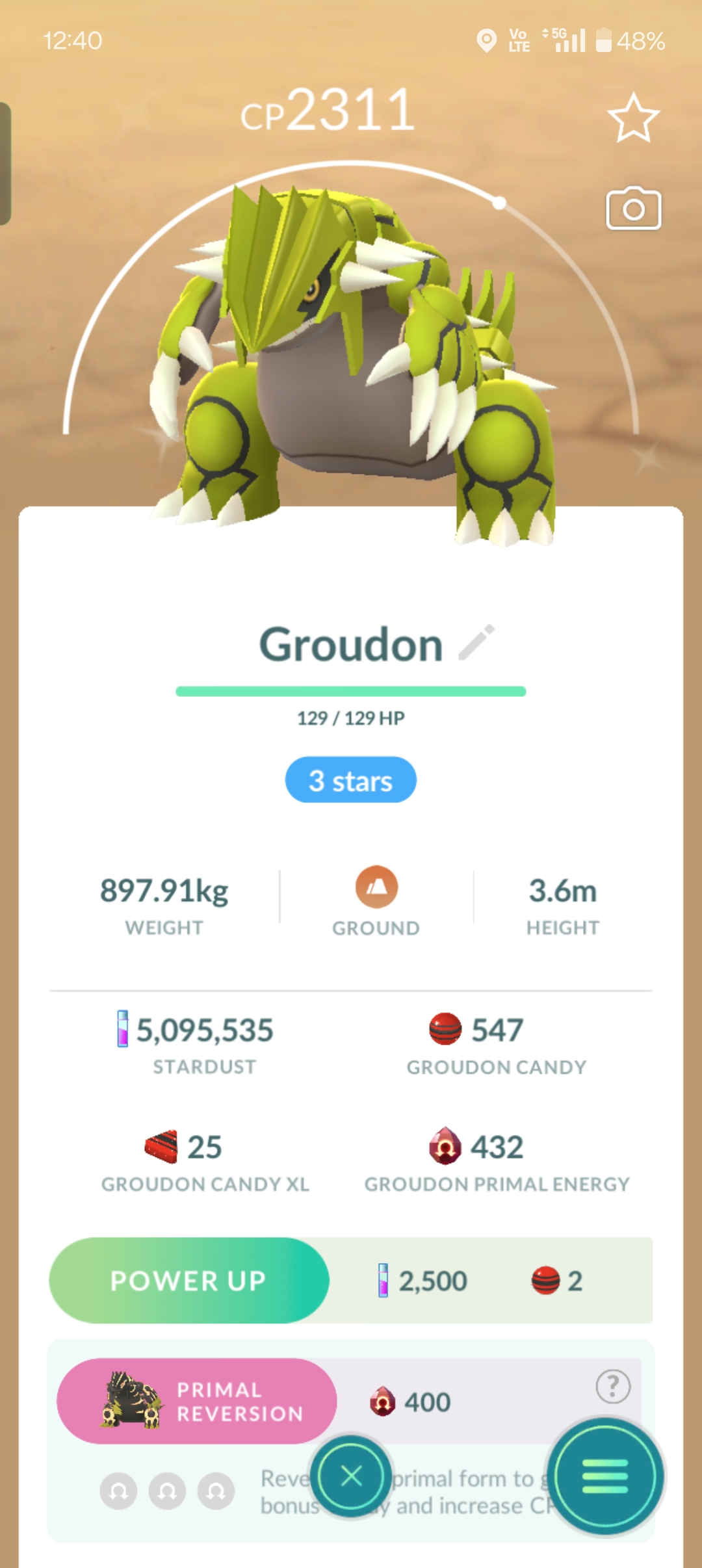 ✨🔥 Shiny Legendary Groudon ⭐ Random CP 💜 | Pokémon GO | 1M Stardust Trade 🔄🎮