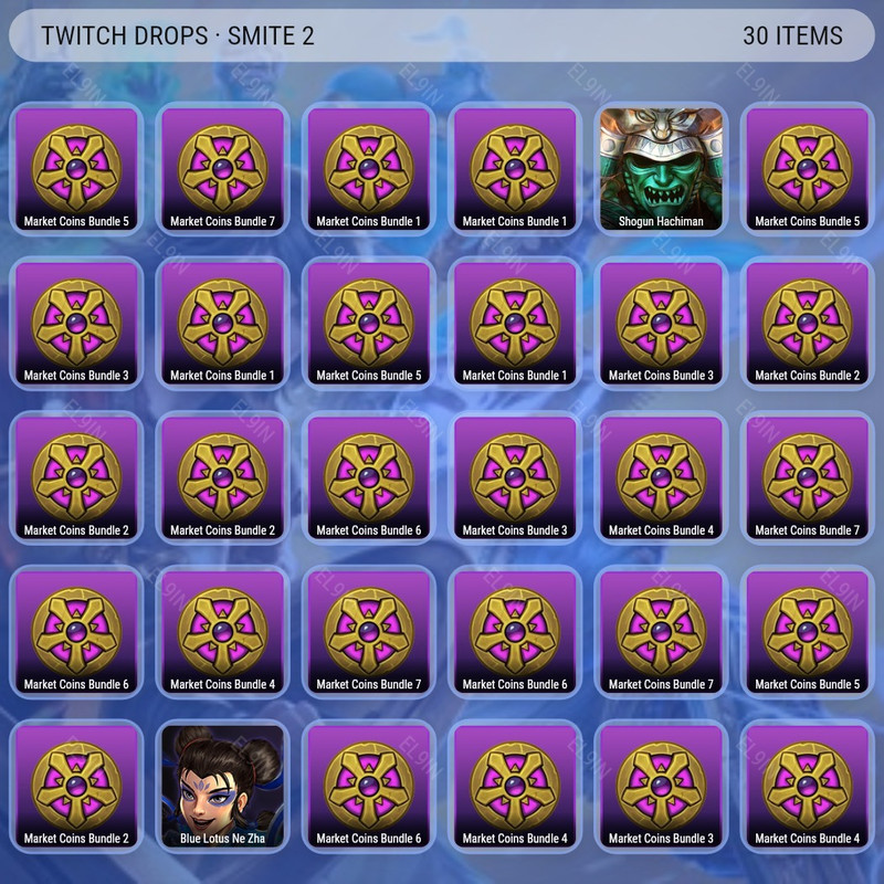 👑 Twitch Drops ⚡️ Oct Wk 1 - Blue Lotus! YCOL 🧨 SMITE 2 [Total 30 Items]