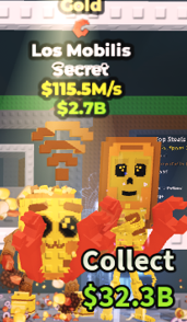 ✨ 115.5M/s ⭐ Gold Los Mobilis - 1 Trait Secret | Steal A Brainrot ⚡ FAST DELIVERY⚡
