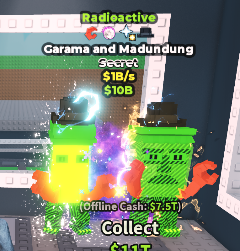 🍔NO TACO🍔 RADIOACTIVE Garama and Madundung 💵 1B/s 💵 Crab + Galactic + Comet Struck + Matteo Hat Traits ⭐ YOU GET THE ONE IN PICTURE ✅ 500+ Orders ✅ TOP SELLER ✅ GamerTagz