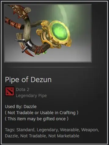 ✧･ﾟ:*✧ Dota 2 Items: Pipe of Dezun for Dazzle (Gift, 30 days wait) ✧･ﾟ:*✧ Offer alert ✧･ﾟ:*✧