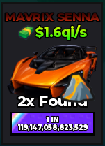 🔥Mavrix Senna (Lava) (Eternal) ($1.6qi/s) | - Dream Car Collection🔥