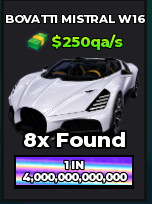 🔥Bovatti Mistral W16 (Regular) (Eternal) ($250qa/s) | - Dream Car Collection🔥