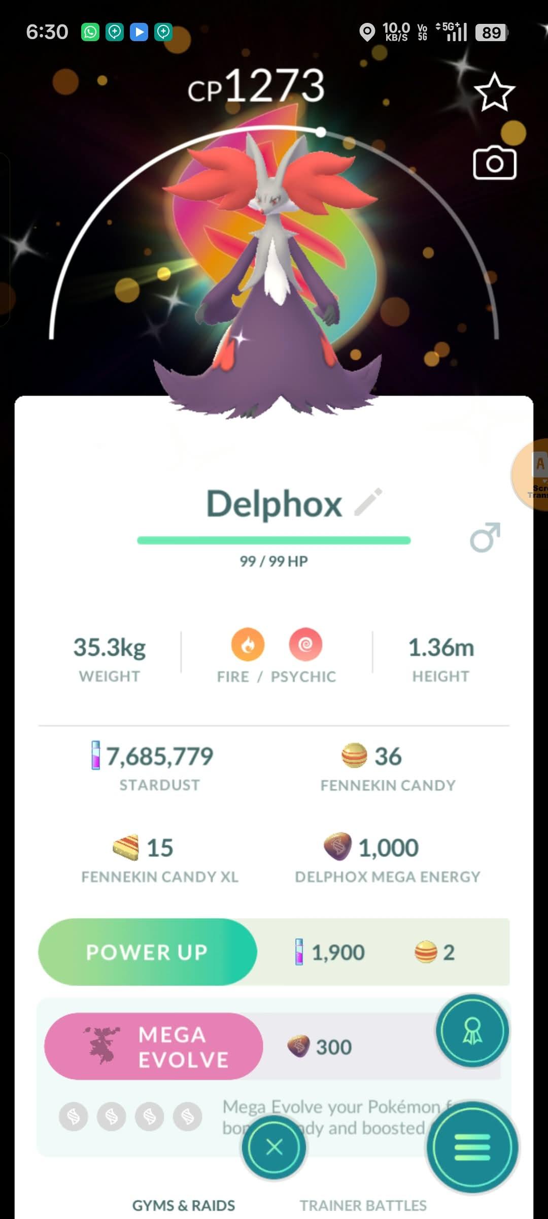 Shiny Delphox with rare Mega background