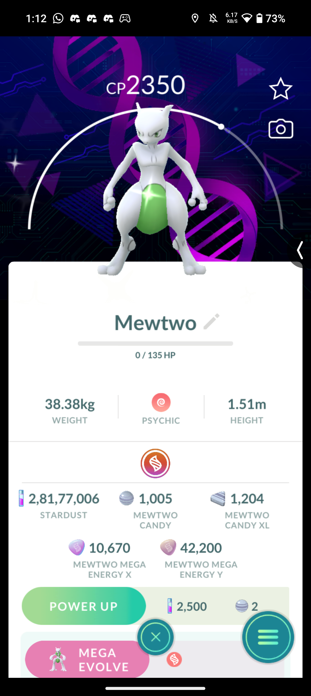 Shiny mewtwo DNA background