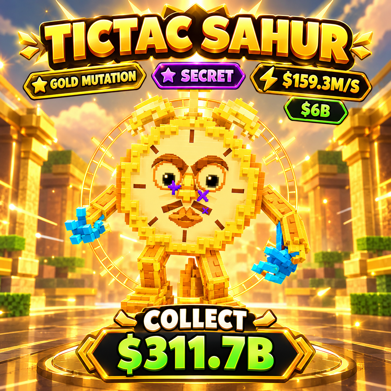 Gold Tictac Sahur | Secret | 159.3M/s | Steal a Brainrot