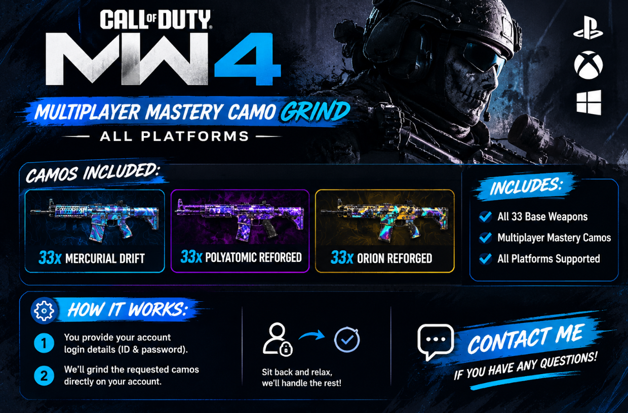 🔥 MW4 💎 ALL MULTIPLAYER MASTERY CAMOS UNLOCKED 😈 | MERCURIAL DRIFT + POLYATOMIC + ORION | ALL PLATFORMS 🎯