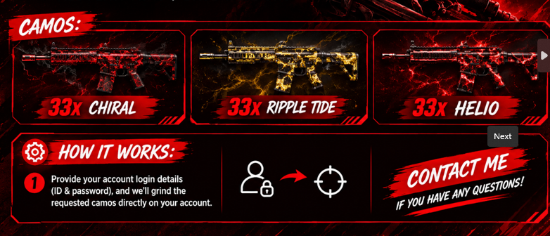 🔥 MW4 DMZ MASTERY CAMOS 💎 ALL PLATFORMS 🎮 FAST DELIVERY ⚡ UNLOCK THE GRIND! 🚀