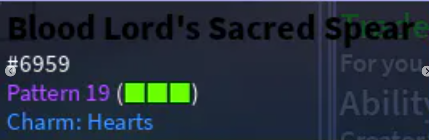Unusual Blood Lord Sacred Spear Skin (Asgore) Pattern 19 Charm Hearts or P35 Charm Egoist or P42 Charm Hearts or P52 Charm Nebula