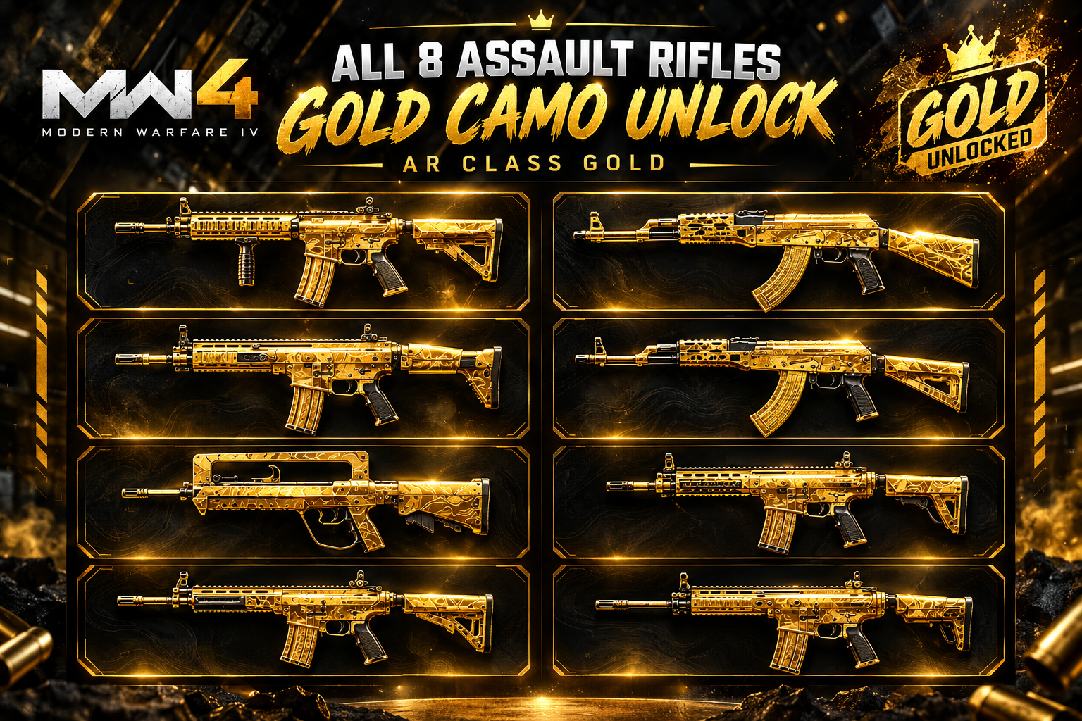 🔫 MW4 ALL 8 ASSAULT RIFLES GOLD CAMO UNLOCK | AR CLASS GOLD ⚡