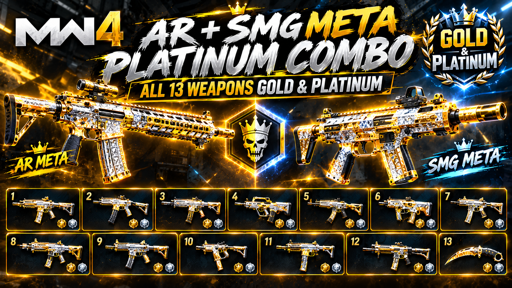 ⚡ MW4 AR + SMG META PLATINUM COMBO | ALL 13 WEAPONS GOLD & PLATINUM