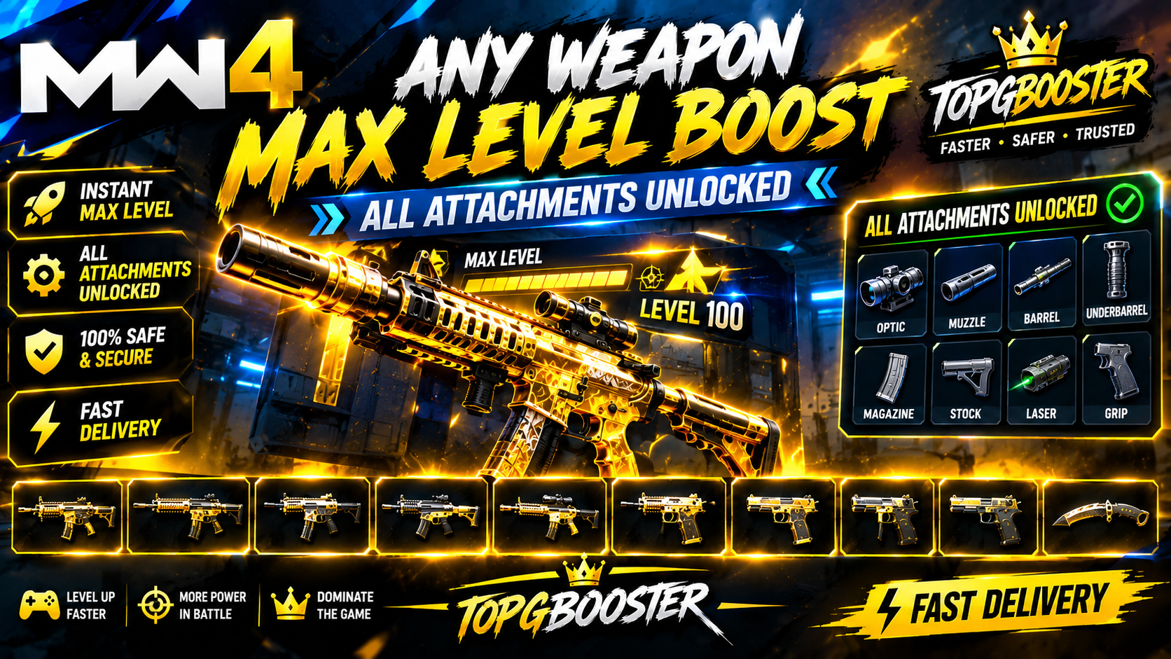 📈 MW4 ANY WEAPON MAX LEVEL BOOST | ALL ATTACHMENTS UNLOCKED | FAST DELIVERY ⚡