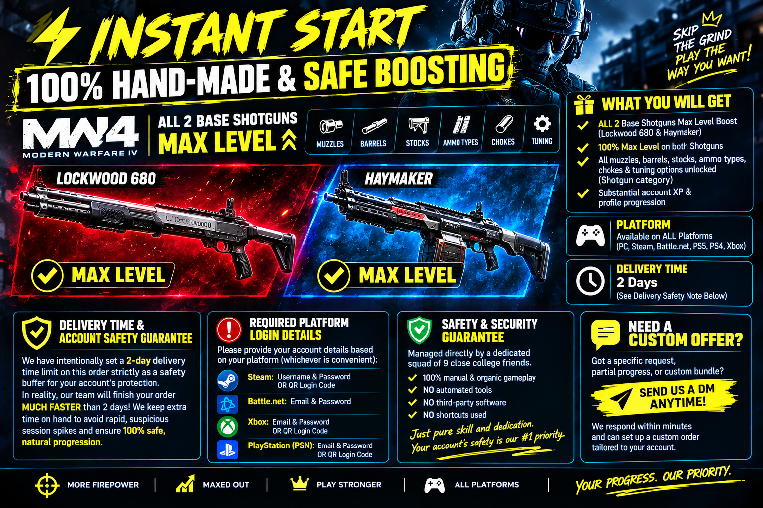 MW4- ALL 2 Shotguns Max Level Boost | Express 2 Days | All Platforms