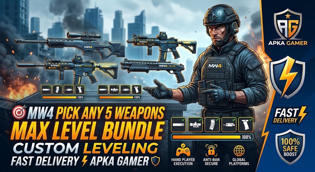 🎯 MW4 PICK ANY 5 WEAPONS MAX LEVEL BUNDLE | CUSTOM LEVELING ⚡ APKA GAMER 🛡️