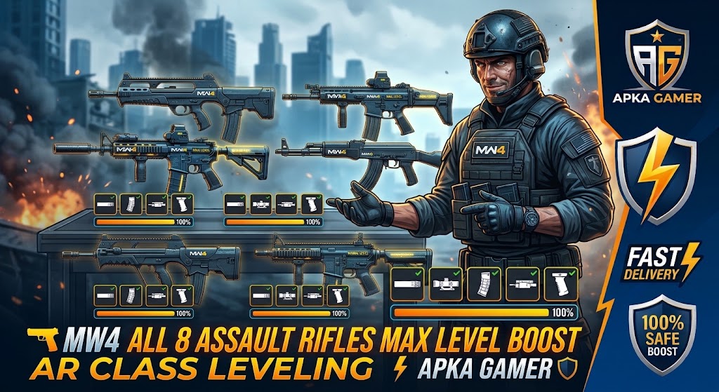 🔫 MW4 ALL 8 ASSAULT RIFLES MAX LEVEL BOOST | AR CLASS LEVELING ⚡ APKA GAMER 🛡️