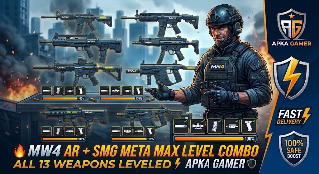 🔥 MW4 AR + SMG META MAX LEVEL COMBO | ALL 13 WEAPONS LEVELED ⚡ APKA GAMER 🛡️