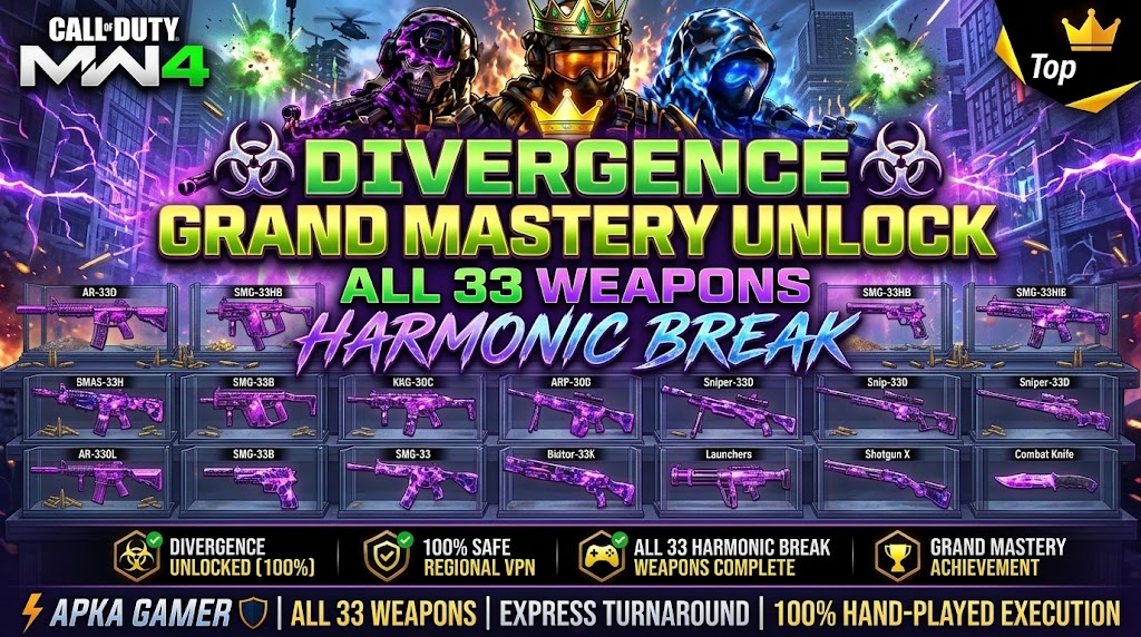 ☣️ MW4 DIVERGENCE GRAND MASTERY UNLOCK | ALL 33 WEAPONS HARMONIC BREAK ⚡ APKA GAMER 🛡️