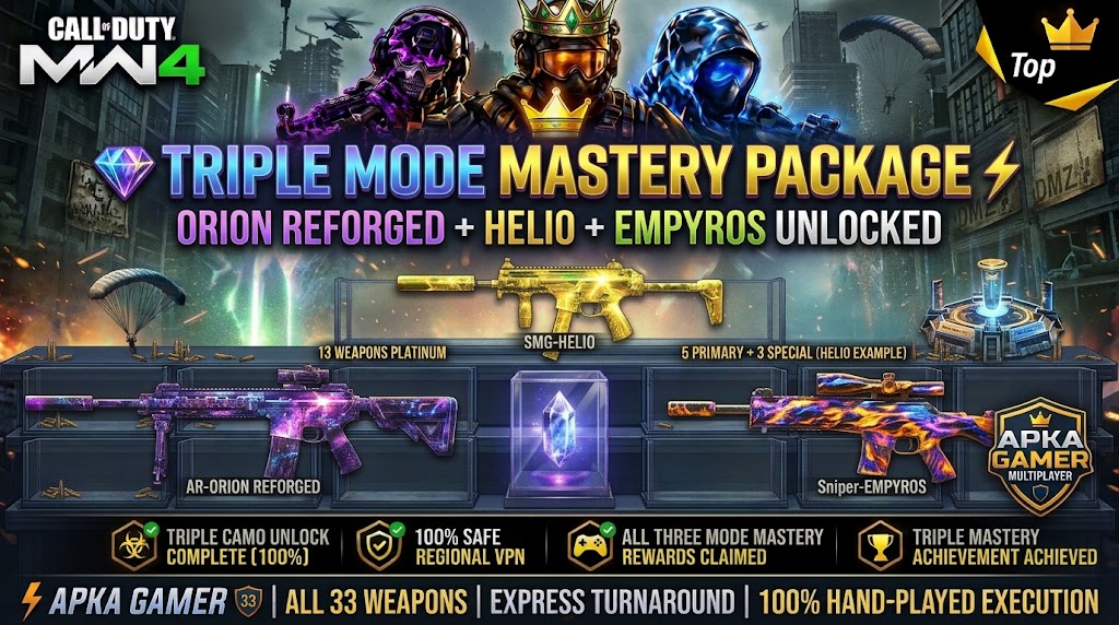 💎 MW4 TRIPLE MODE MASTERY PACKAGE | ORION REFORGED + HELIO + EMPYROS UNLOCKED ⚡ APKA GAMER 🛡️
