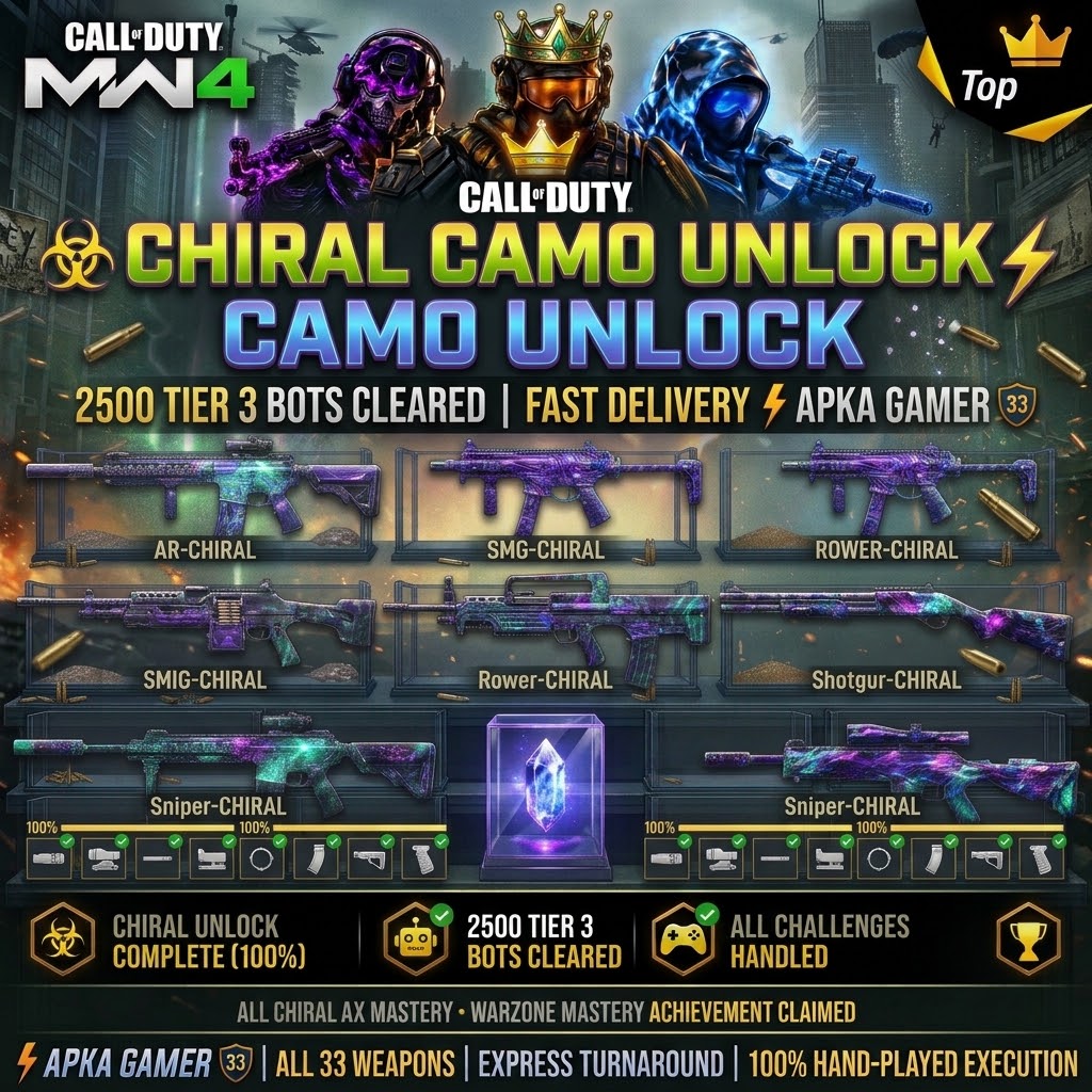 ☣️ MW4 CHIRAL CAMO UNLOCK | 2500 TIER 3 BOTS CLEARED | FAST DELIVERY ⚡ APKA GAMER 🛡️