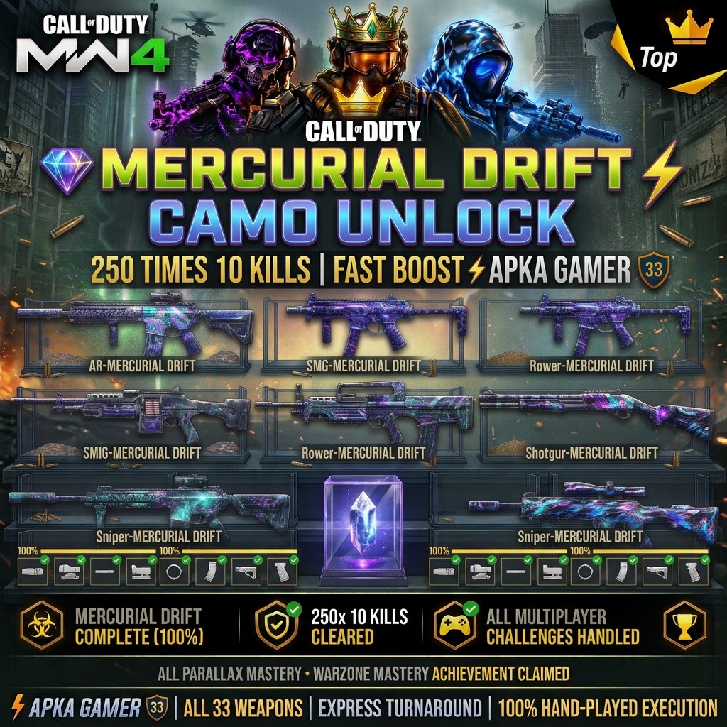🔮 MW4 MERCURIAL DRIFT CAMO UNLOCK | 250 TIMES 10 KILLS | FAST BOOST ⚡ APKA GAMER 🛡️