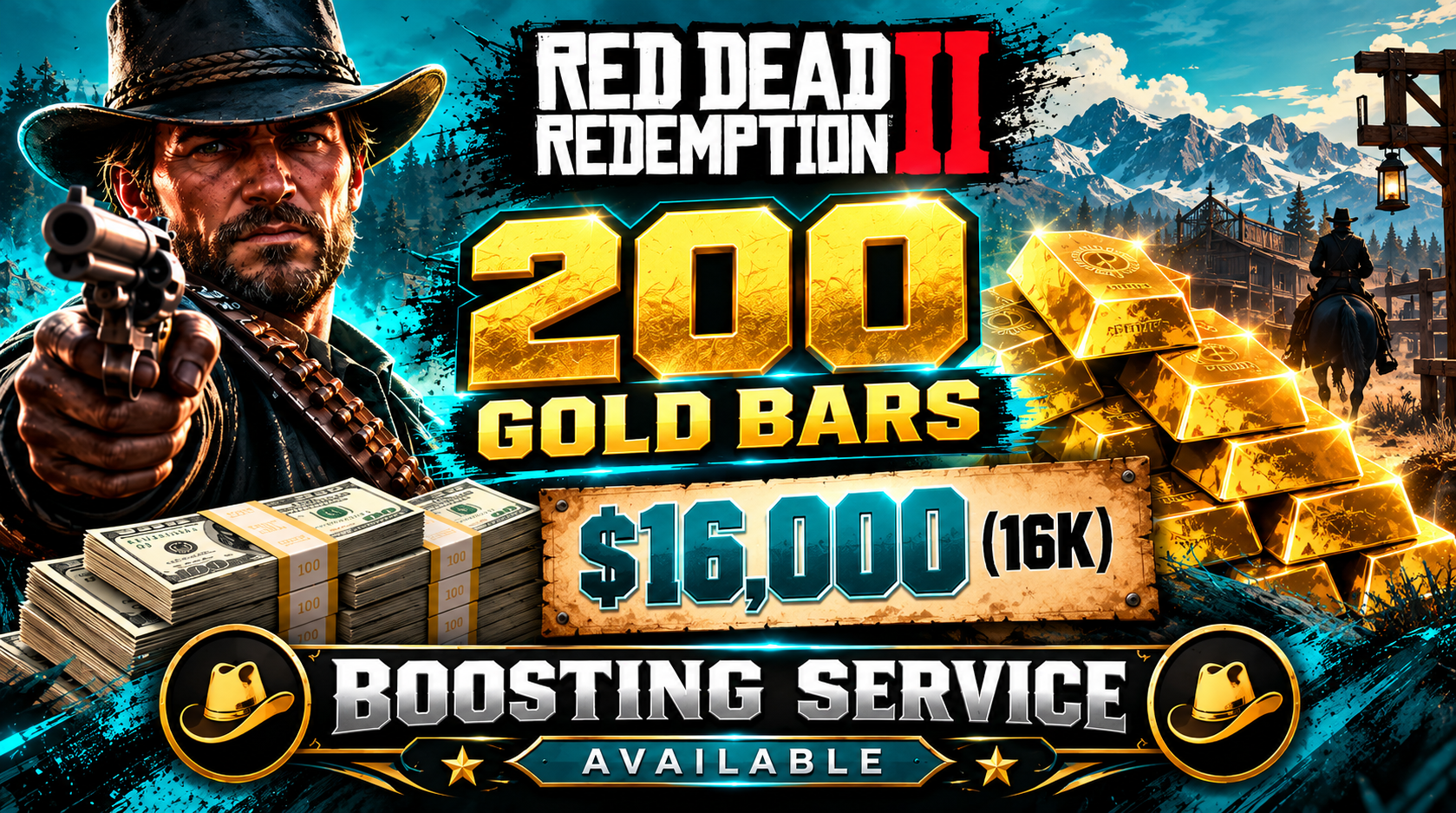 ⭐PS5  Red Dead Online | 200 Gold Bars + $16,000 Money Boost | Fast Service