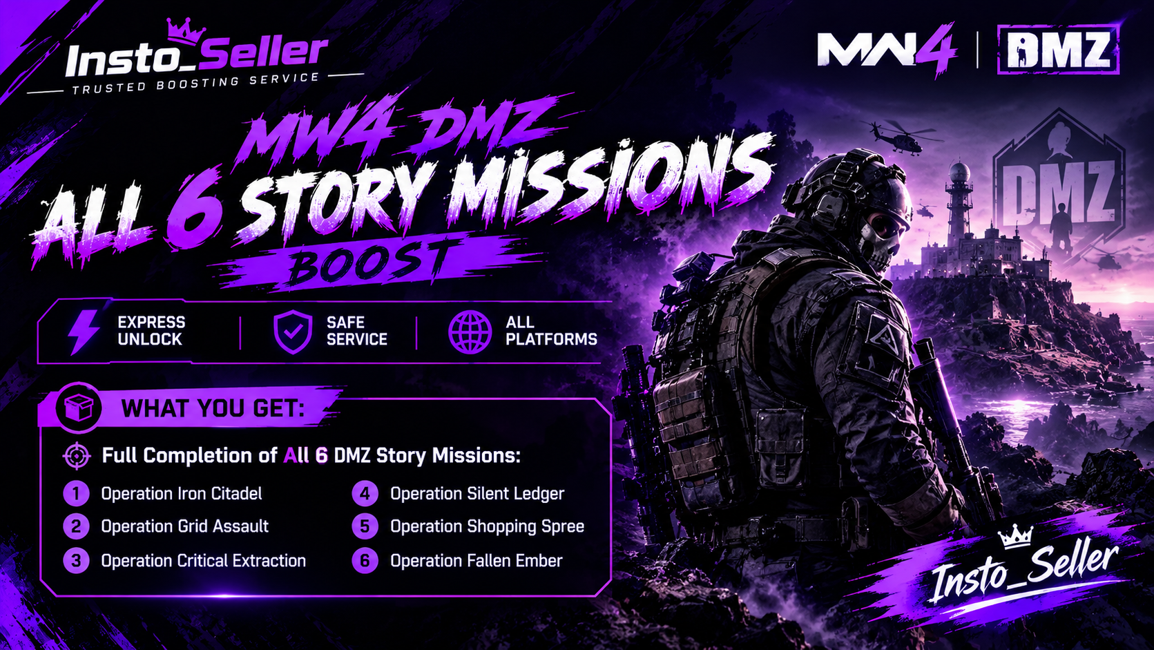 🔥 MW4 DMZ All 6 Story Missions Boost 🏆 Express Unlock 🚀 Safe Service ⚡ All Platforms