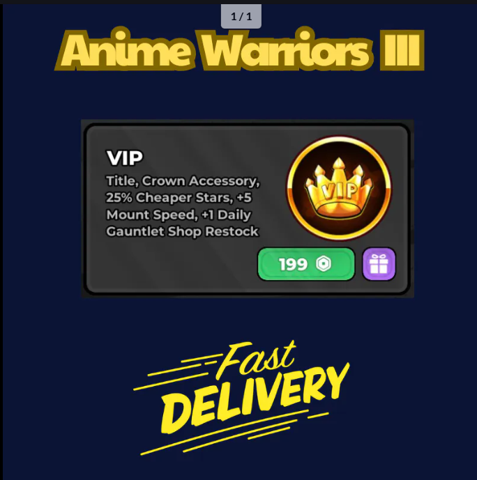 VIP【499Robux】Anime Warriors III👮🏼‍♂️ FastDeli | FASTEST & CHEAPEST