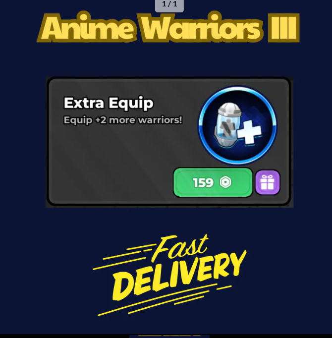 Extra Equip【399Robux】Anime Warriors III👮🏼‍♂️ FastDeli | FASTEST & CHEAPEST