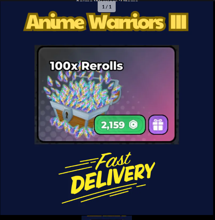 100x Rerolls【5399Robux】Anime Warriors III👮🏼‍♂️ FastDeli | FASTEST & CHEAPEST