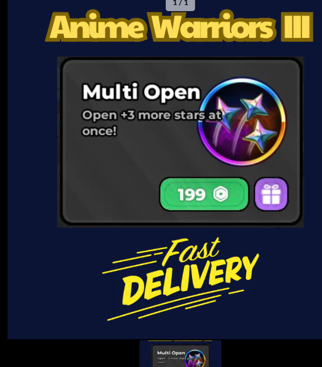 Multi Open【499Robux】Anime Warriors III👮🏼‍♂️ FastDeli | FASTEST & CHEAPEST