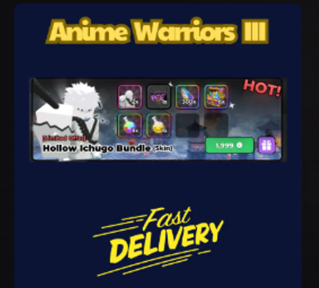 Hollow Ichugo Bundle (Skin)【4999Robux】Anime Warriors III👮🏼‍♂️ FastDeli | FASTEST & CHEAPEST