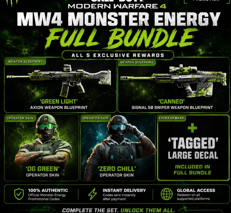 COD Modern Warfare 4 | Monster Energy Full Bundle \ 5 Skins + 2XP | Fast Delivery ⚡