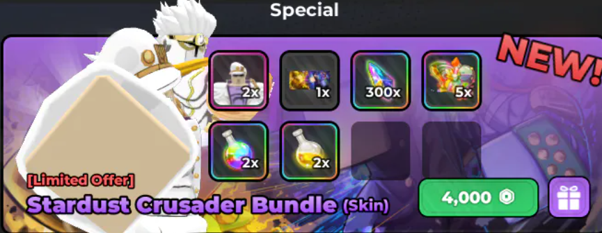Stardust Crusader Bundle (Skin) (4999R$) - Anime Warriors 3