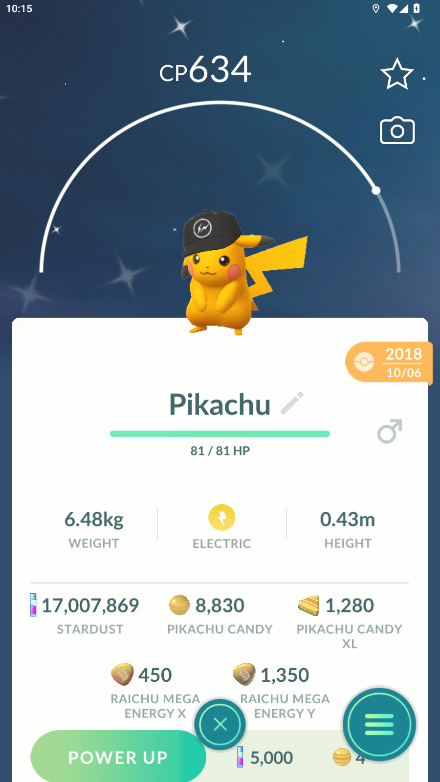 ✨Shiny Pikachu Fragment Hat Costume - Trade20K/1M ( Read Description ) ✨