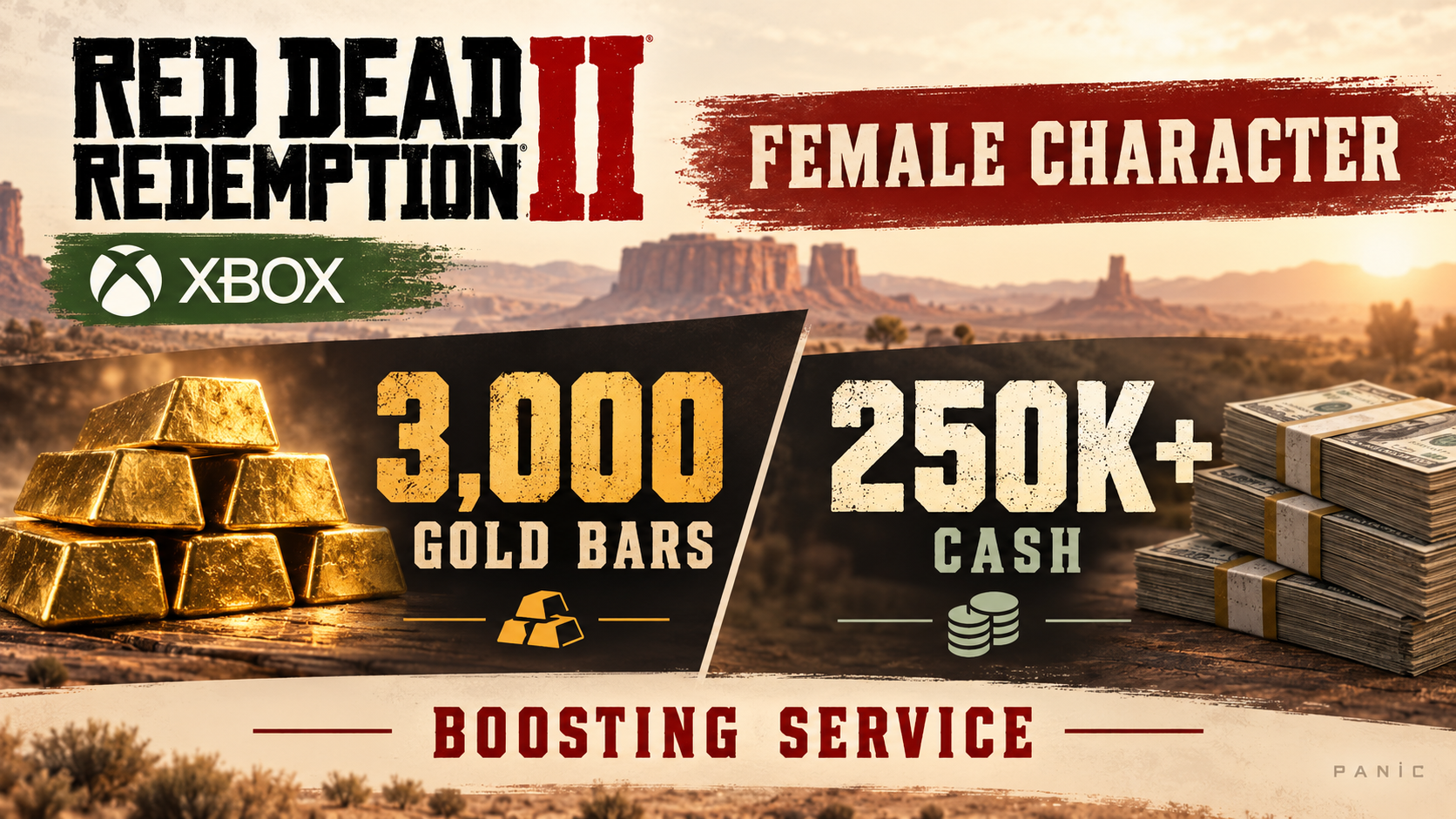 Xbox 💃 Female Character 🪙 3,000 Gold Bars 💰 $250K+ Cash | Exclusive Boost Package