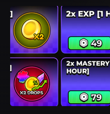 Anime Apocalypse>2x COINS [1 HOUR]+ 2x EXP[1 HOUR]+2x DROPS [1 HOUR]+2x MASTERY[1 HOUR][256R]