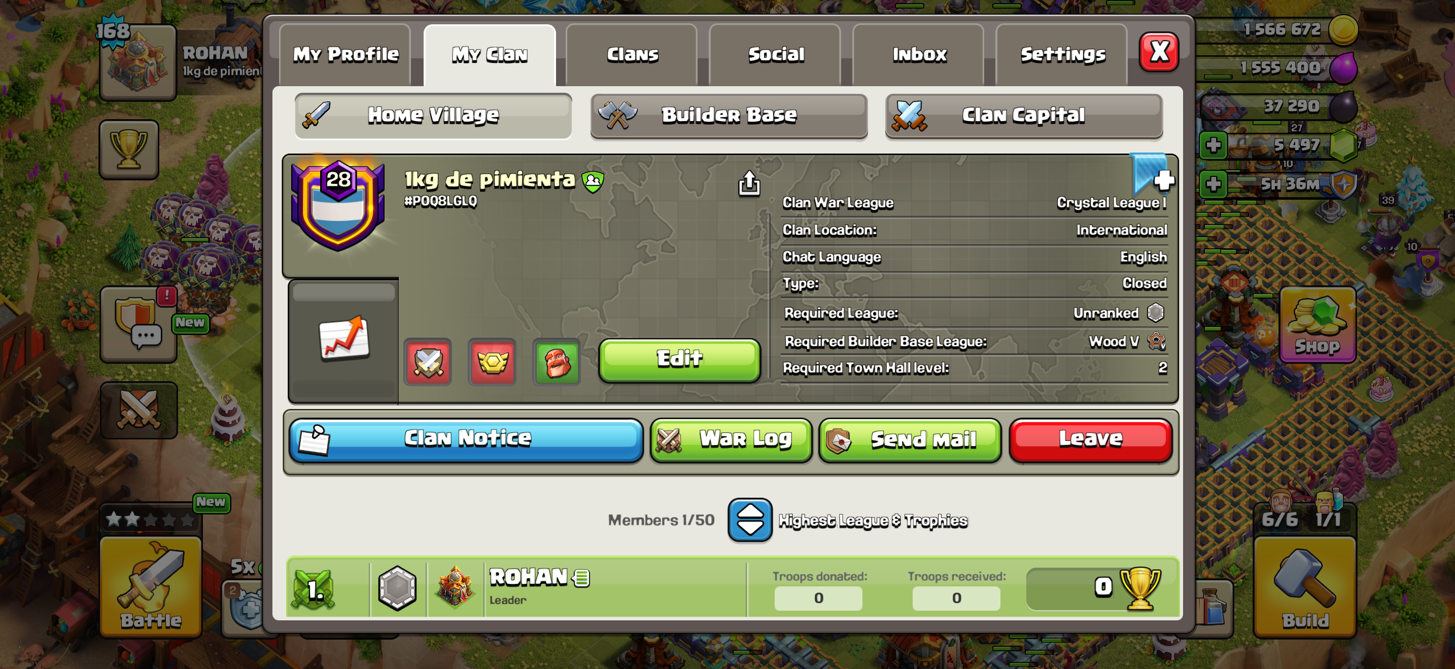 Exclusive Clan for Sale➤【Name: Random】➤Level-28➤CWL: Crystalline -III➤Capital Hall-10➤Instant & Same Clan Delivery➤