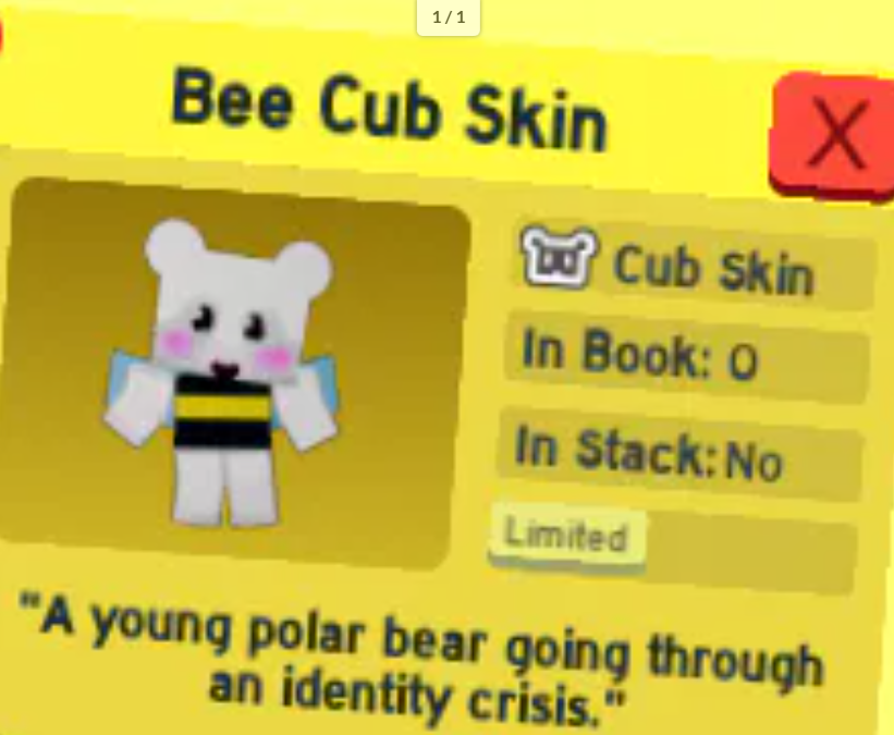 Bee Swarm Simulator | Bee Cub Skin | RBL