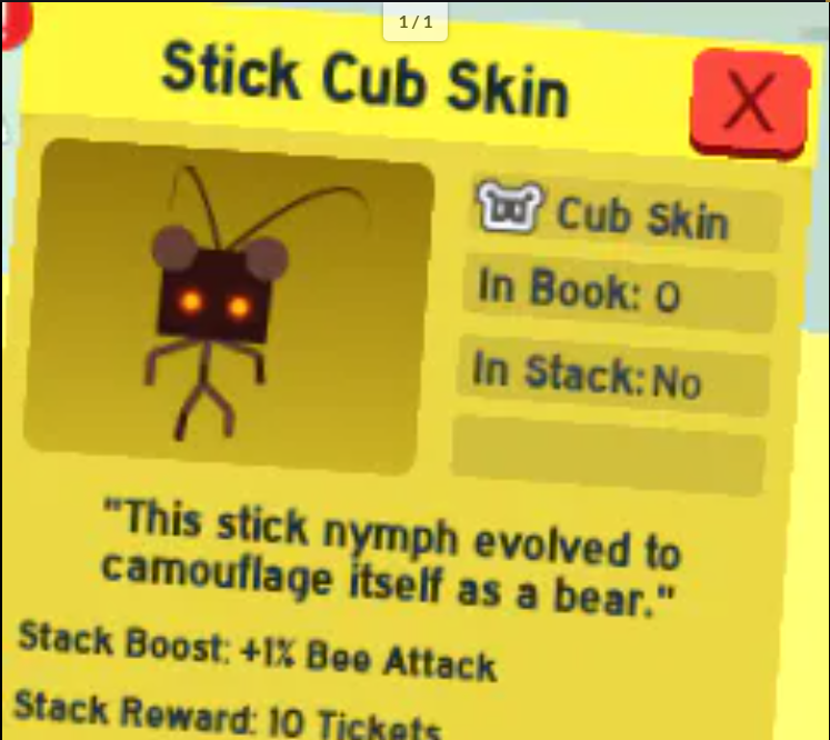 Bee Swarm Simulator | Stick Cub Skin | RBL