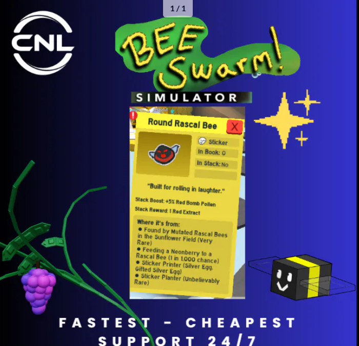 Bee Swarm Simulator | Round Rascal Bee Sticker | RBL