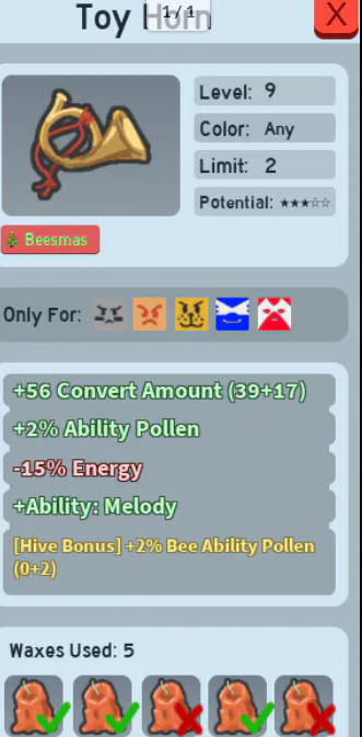 Toy Horn / 2% Bee Ability Pollen / 2% BAP
